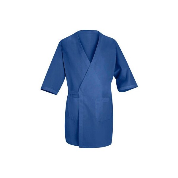 Red Kap Collarless Butcher Wrap, Royal Blue, Polyester/Combed Cotton, L